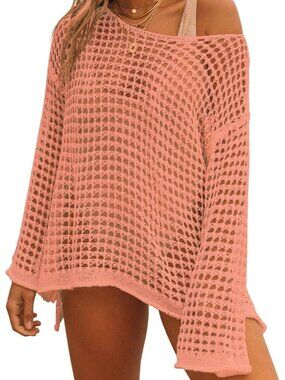 Women's Coral Crochet UPS For Sexy Hollow Out Up Knit Summer Outfits Swim Cover